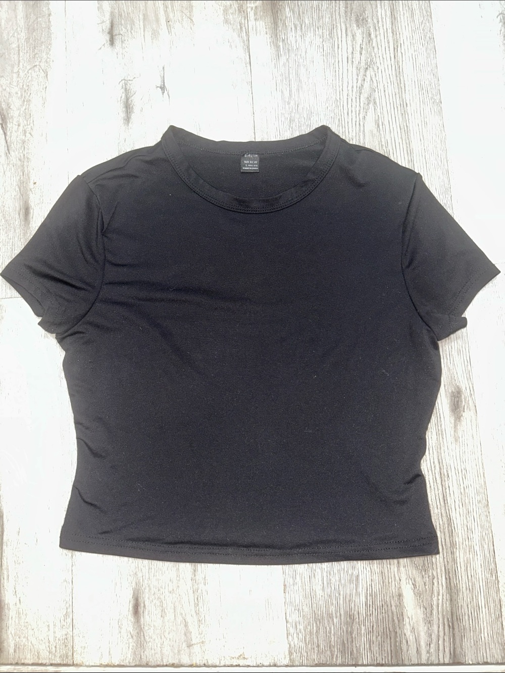 Women's Black Crewneck Short Sleeve Tee Large